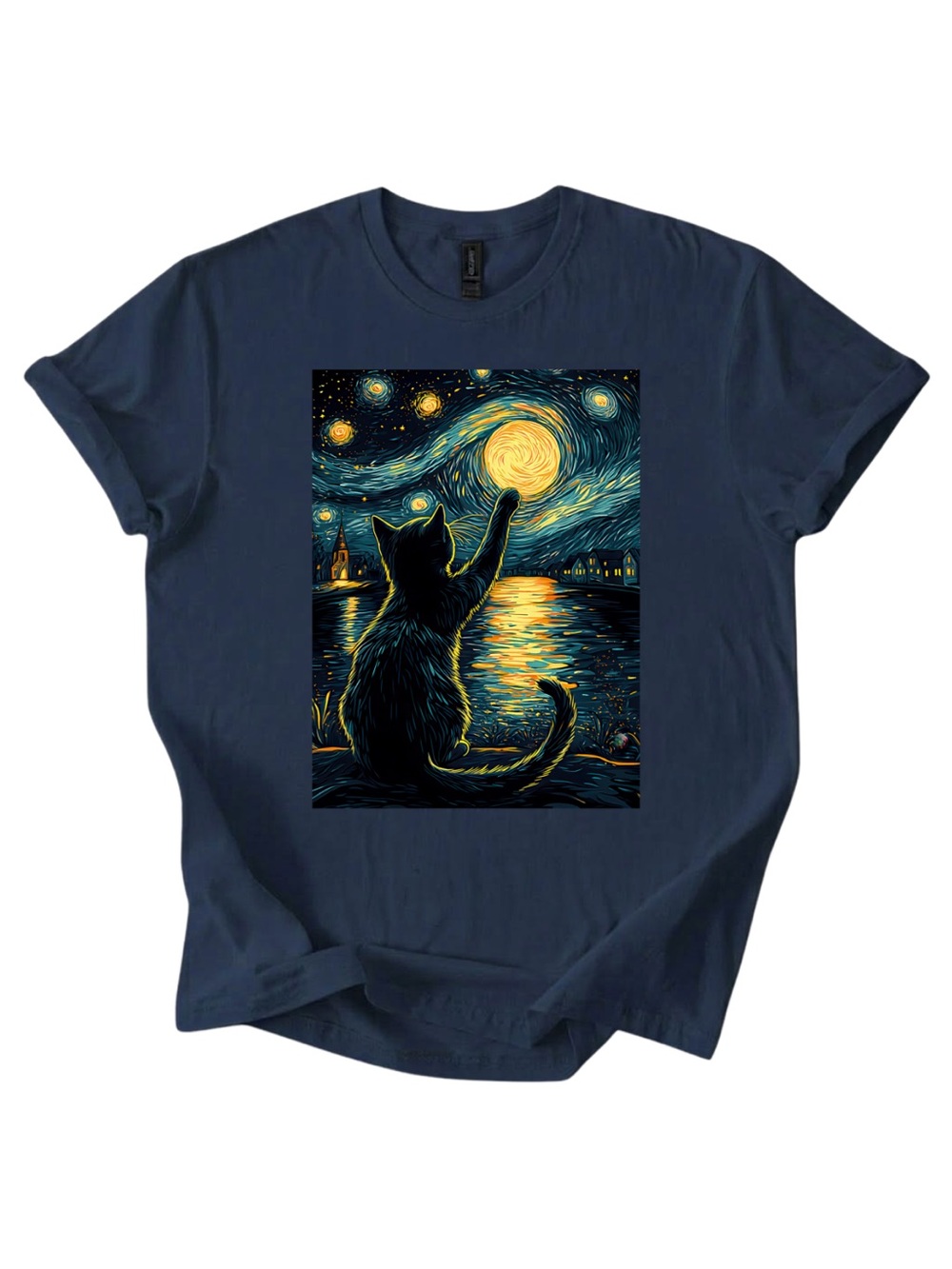 Gildan Cat Graphic Short Sleeve Tee in Blue